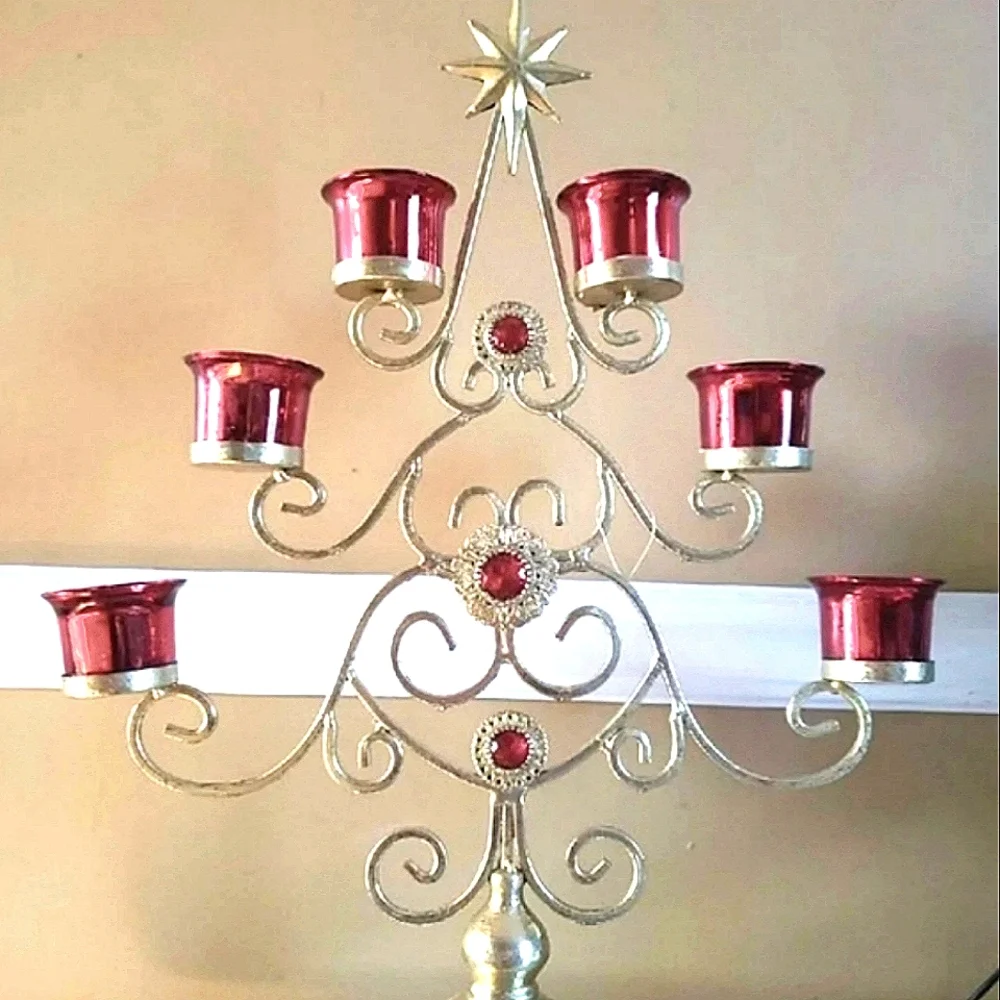 Golden Holiday Tea Light Candle Holder NWT